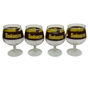 4 Vintage Sombrero Cocktail Glasses Mexican Barware Footed 10 Ounce